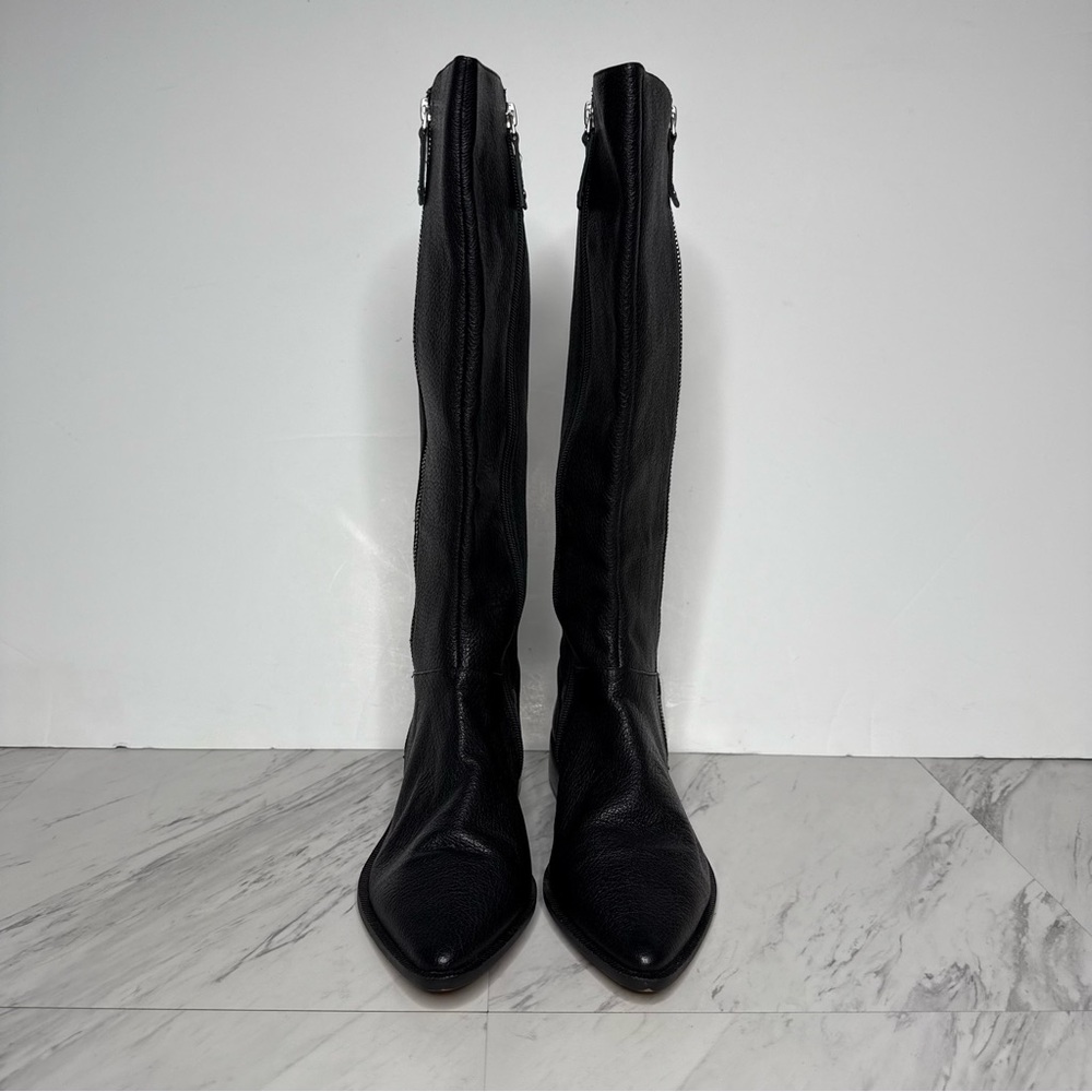 Paolo Black Pointy Toe Tall Boot 9M - Picture 2 of 14